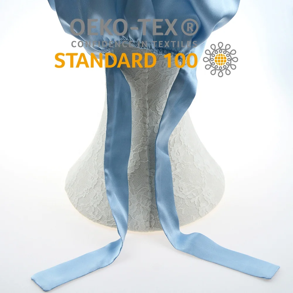 Adjustable Silk Hair wraps Bonnet Turban with Tie Drawstring Custom 100% Mulberry Silk Bonnets