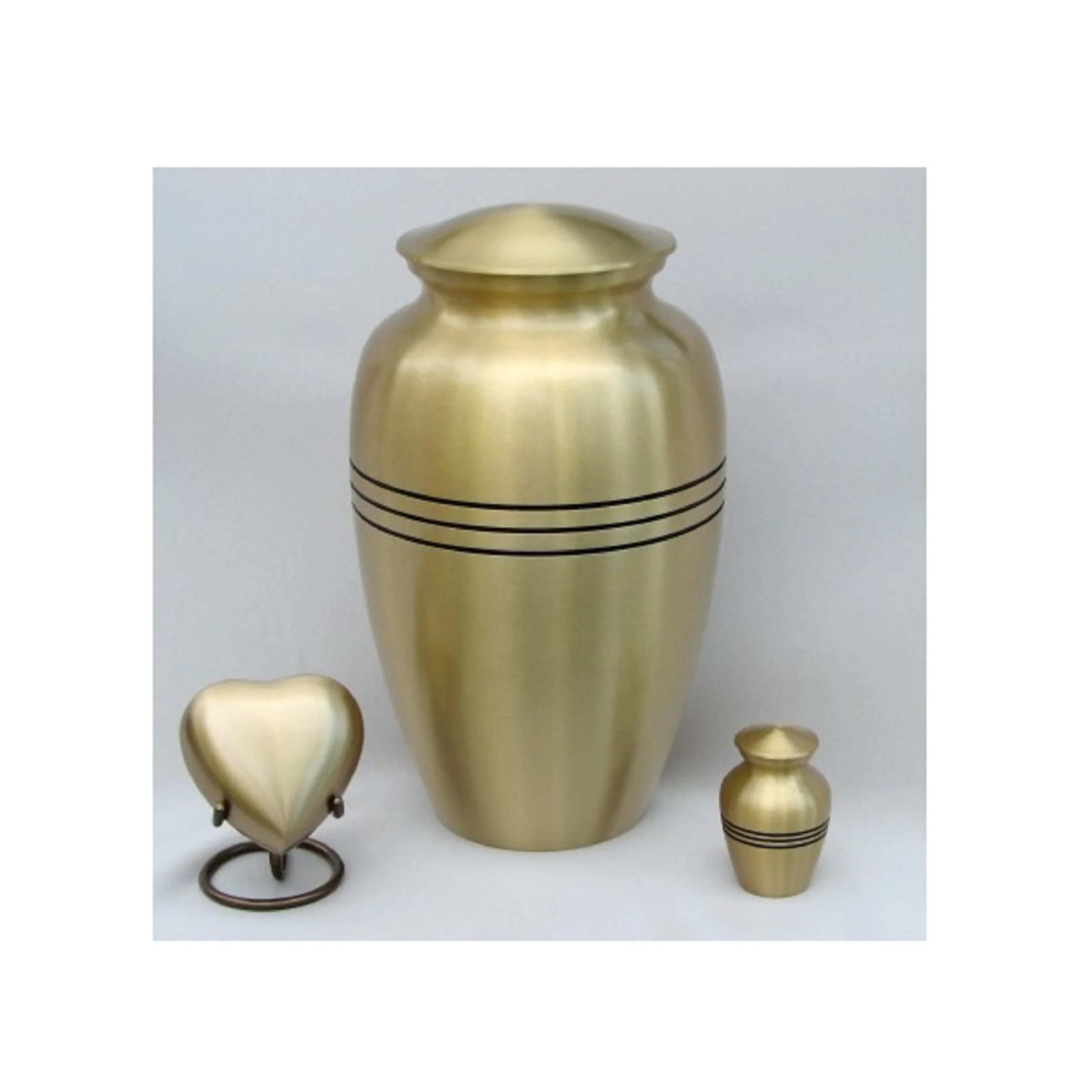 Golden Classic Metallic Cremation Urn And Keepsakes With Pleasant Bands