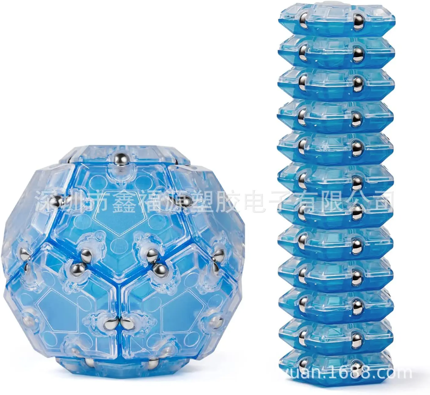 Soli Recreational Creative Magnetic Geode Fidget Sphere Toy Magnetic Pentagons Building Block Set Stress Relief Desk Magnet Toy