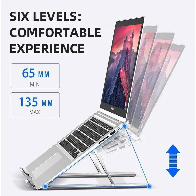 Height Adjustable Aluminum Foldable Laptop Stand Smart Home Product for Students Office Workers Comfortable Lap Computer Stand