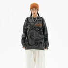 Knit Abstract Head Pattern Black Woman Sweaters Cute Womens Knit Pullover High Quality Sweaters Unisex