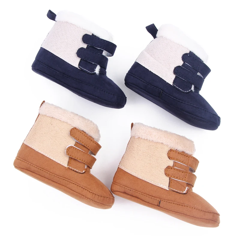 Winter Thick Double Strap Plush High Top Soft Sole Non-slip Baby Warm Toddler Cotton Boots supplier