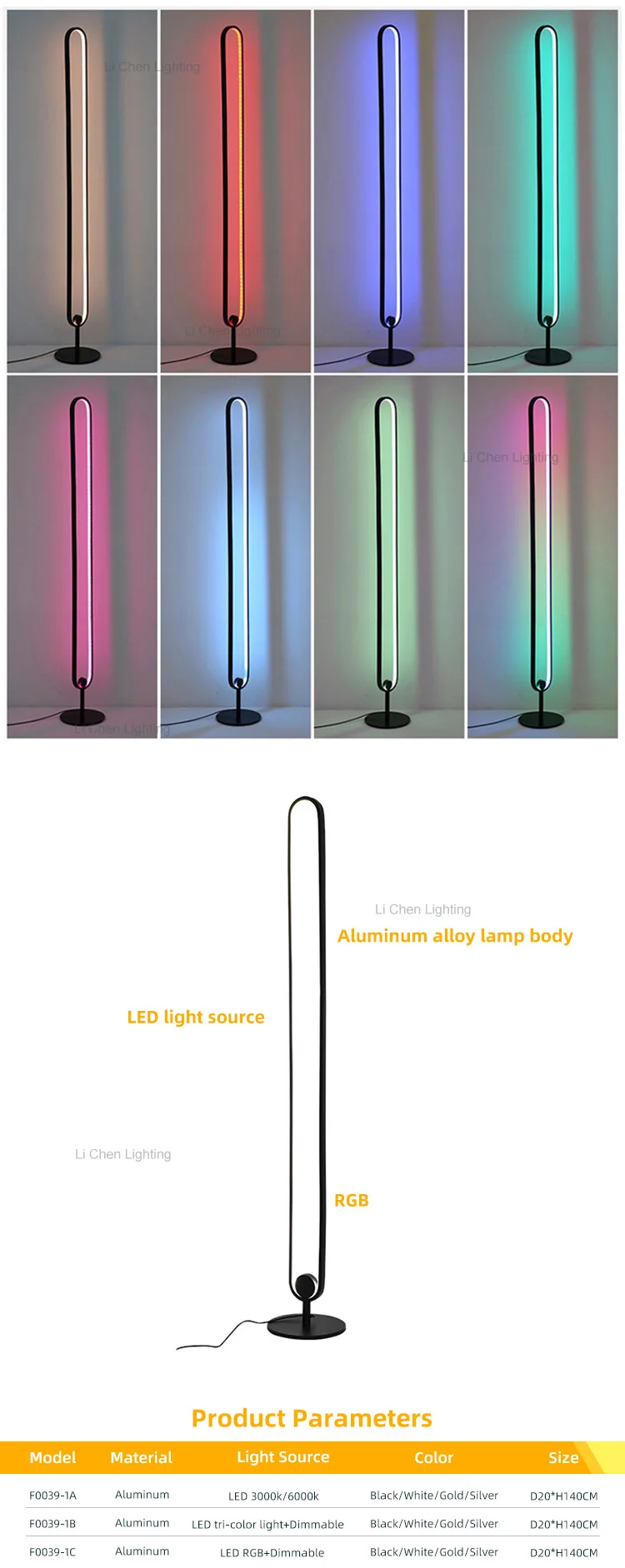 f0039 modern style indoor decoration home bedroom living room corner led rgb floor light-0