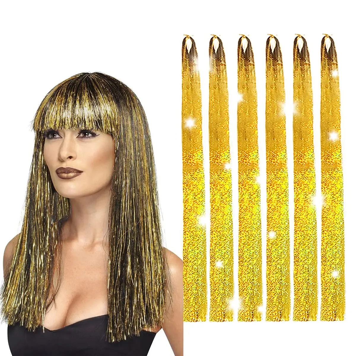 gold glitter wig