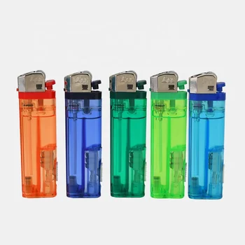 Eco Friendly Square Shape Flint Lighter with AS and led light Plastic Spark Lighter for Camping and Smoking Cigarette