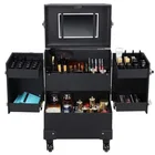 With Bag Makeup Bag Box Black Professional Makeup Box With Trolley Wheels Big Makeup Bag Box