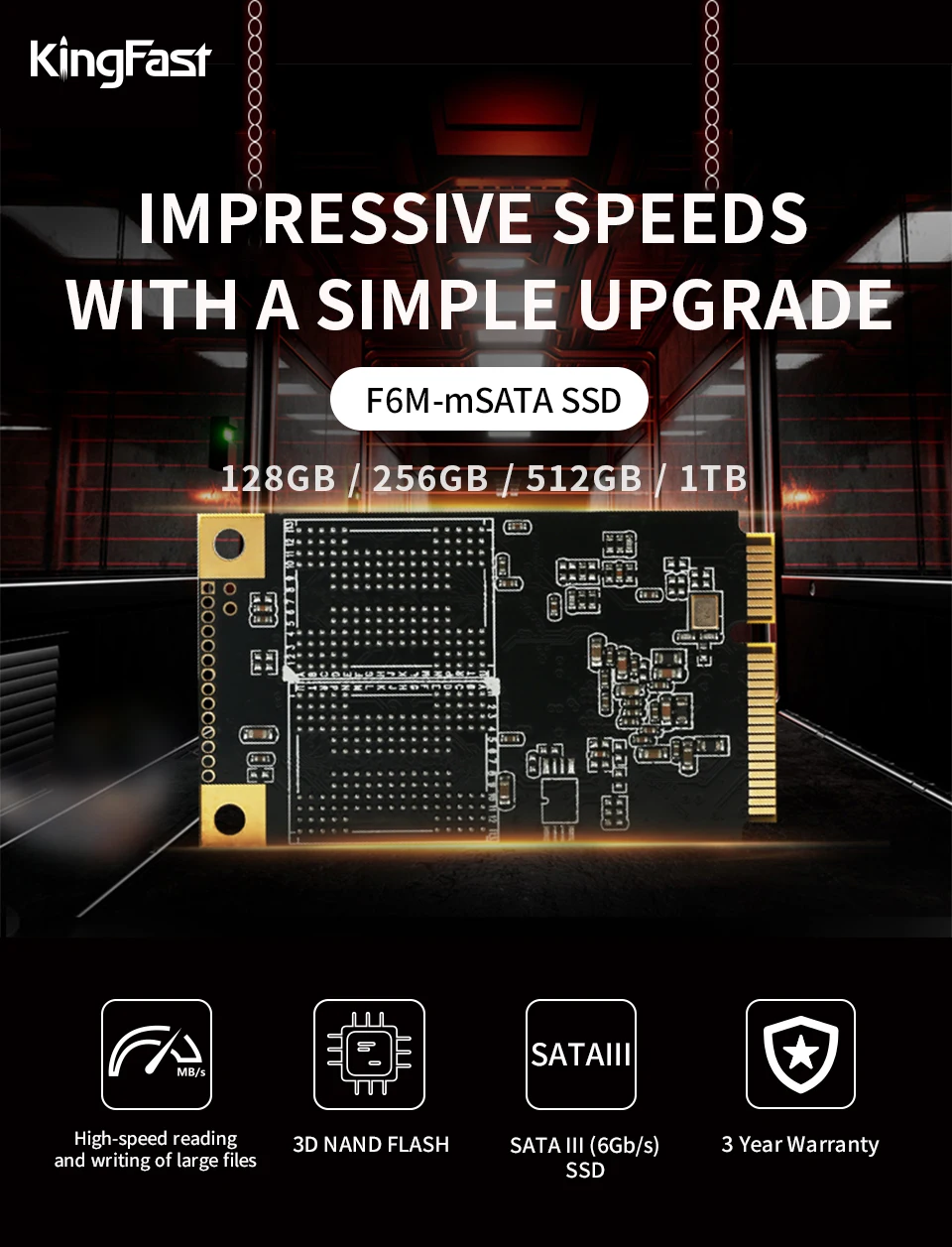 Kingfast Best Selling MSATA Solid State Drive 256GB SSD for Mini PC POS Machine