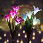 Garden Outdoor Solar Garden Stake Lights Solar Powered Lights Lily Flower Multi-Color Changing LED Solar Landscape Light