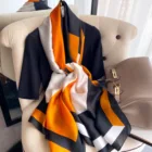 Elegant Silk Scarf New Fashion Big Size Elegant Polyester Long Silk Scarf Silk Shawl Scarf