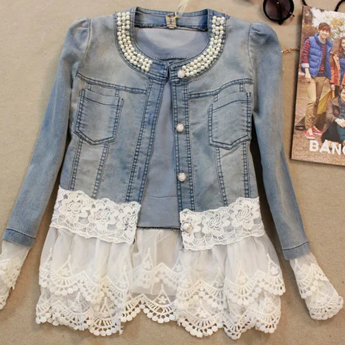 jeans jacket with lace
