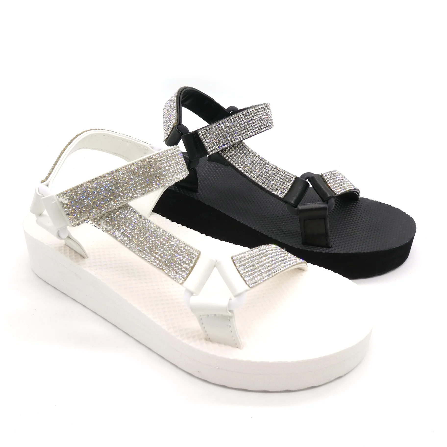 HEVA Summer Fashion Light-Weight EVA sole flat sandals women Open Toe Rhinestone Fashion Platform sandales femme
