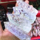 White Quartz Point Natural Clear White Quartz Rainbow Electroplated Angel Aura Popcorn Crystal Point