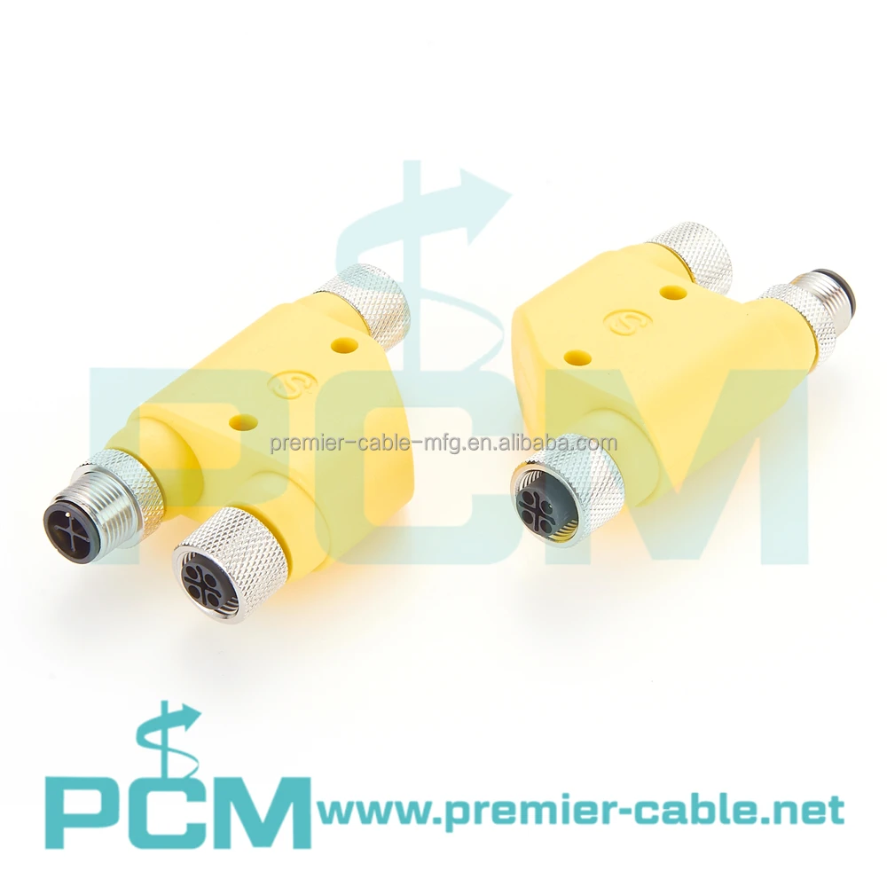 M12 S-Code 3Pin 4Pin PE H Type Fieldbus Power Y-Splitter M12 Profibus Connector manufacture