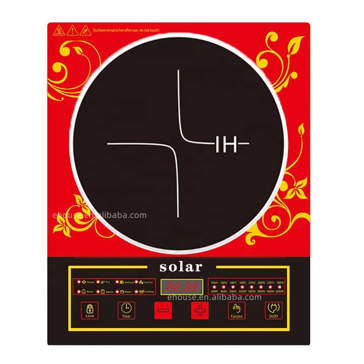 Oem 12 V 24 V Solar Induction Cooker 2000w Touch Control Electric Stove Single Burner Induction