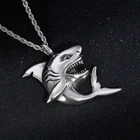 Silver Pendant Charm Silver Plated Shark Pendant Necklace Stainless Steel Pendant Jewelry