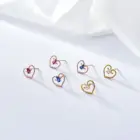 Rose Gold Hollow Out Love With Zircon Diamond 925 Silver Rose Gold Plated Stud Earrings