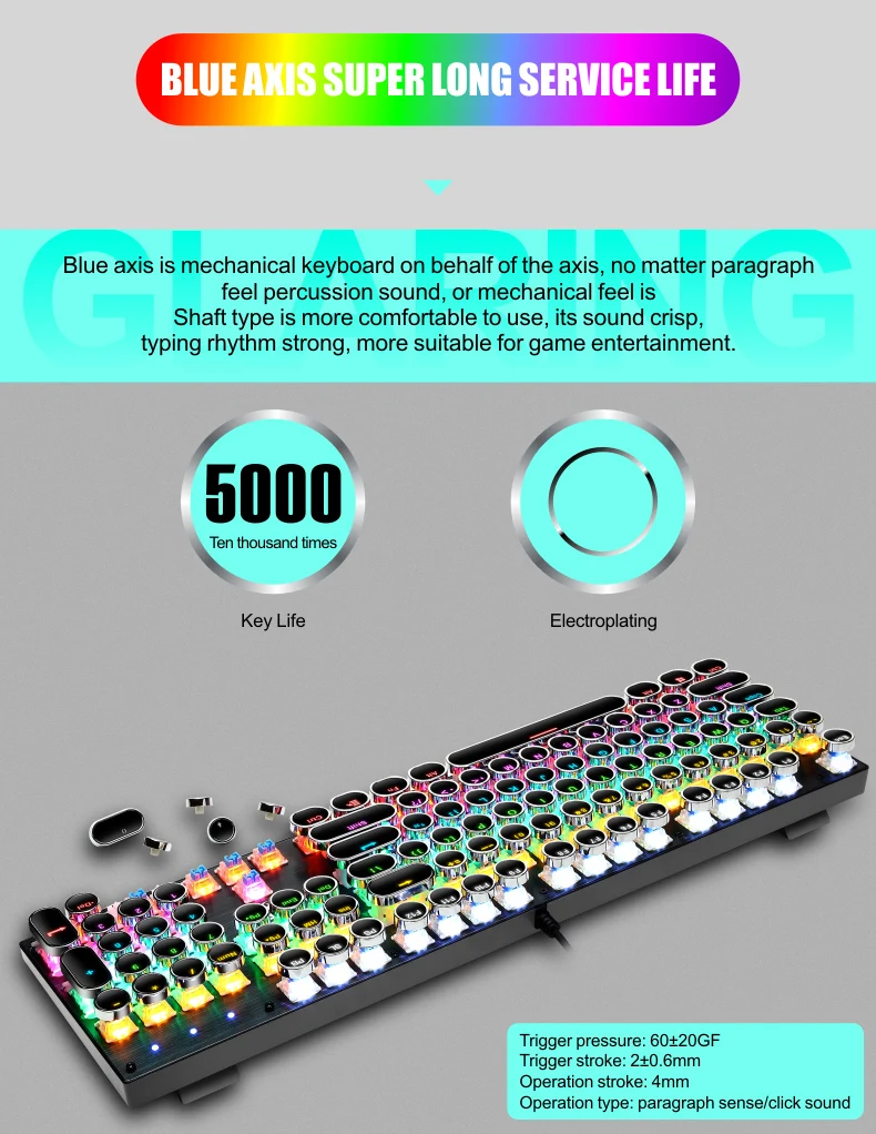 Real Mechanical Keyboard Leaven K660 Rgb Backlit Gaming Mechanical 104