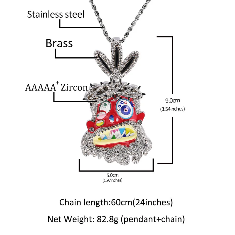 Heavy Metal Party Hiphop Charm Pendants Alloy Silver Plated Enamel Clown Iced Out Pendant Necklace Jewelry For Men Women