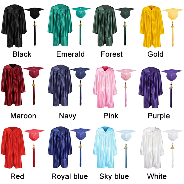 Kid Shiny Pink Color Shiny Graduation Gown Only for OEM supplier