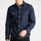 Denim Shirt Shirts Shirts Custom Slim-fit Vintage Blue Denim Shirt Men Long Sleeve Western Style Long Sleeve Shirts