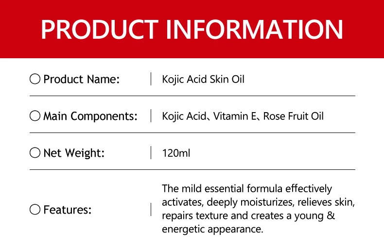 Guanjing Kojic Acid Skin Oil Face Brightening Smooth Skin Tightening Lightens Melanin Skin Rose Body Essential Oil