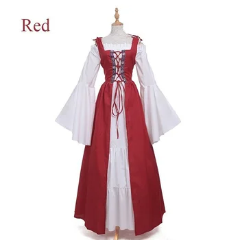 5XL coldker Medieval Dress For Women Adult Renaissance Maiden Dress Gown Costume