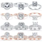 Zirconia Engagement Rings 925 Sterling Silver Engagement Wedding Diamond Cubic Zirconia Rings Set Jewelry