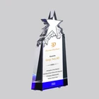 Corporate High Quality Custom Craved Crystal Star Awards And UV Printing Trophy For Corporate Celebration