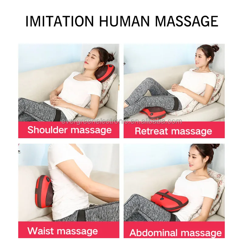 Heated neck massager, acupressure neck and shoulder massager pillow, portable electric back massager main image 0