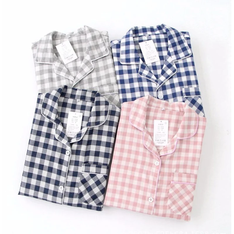 New Water-washed Cotton Long Sleeved Trousers Mens Pajamas Spring and Autumn Lapel Pure Cotton Pijama Mans Nightwear Sleepwear