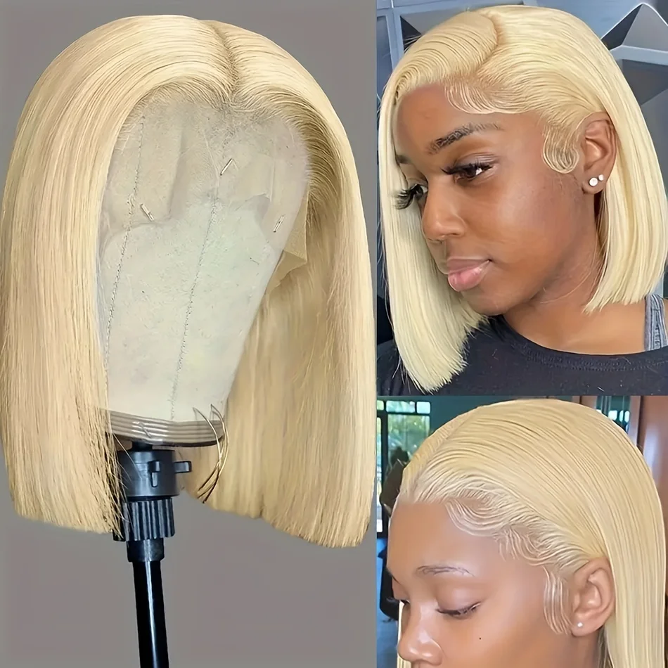 613 Blonde Color Bob Wigs 13x4 Lace Front Wigs Human Hair 10A Brazilian Straight Short Bob Wigs For Women