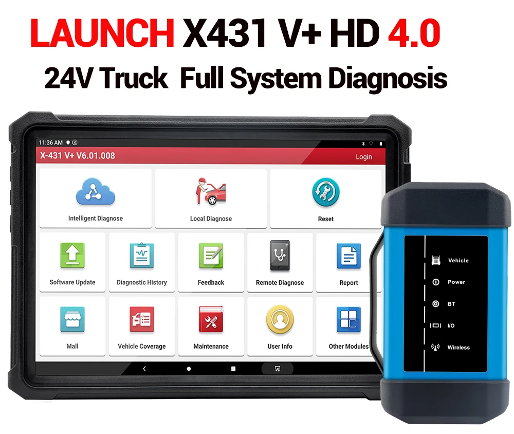 Для LAUNCH x431 V + V PLUS X431 HD 4,0, сверхмощный диагностический  инструмент 24 В, диагностический инструмент для грузовиков, полная система,  BT, подключение, обновление онлайн| Alibaba.com