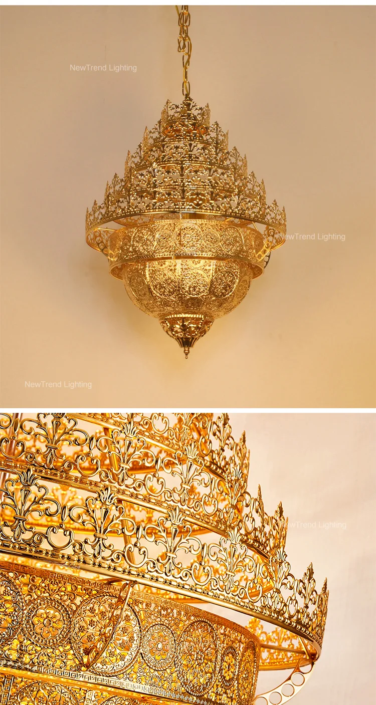 cpl 177 antique style indoor decoration hanging temple villa church metal iron led chandelier pendant light-3