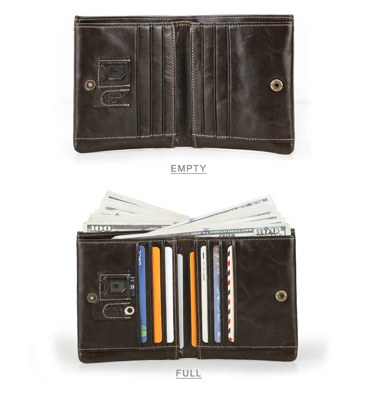Contact's Genuine Leather Wallet for Men RFID Blocking Vintage Bifold with Zipper Coin Pocket