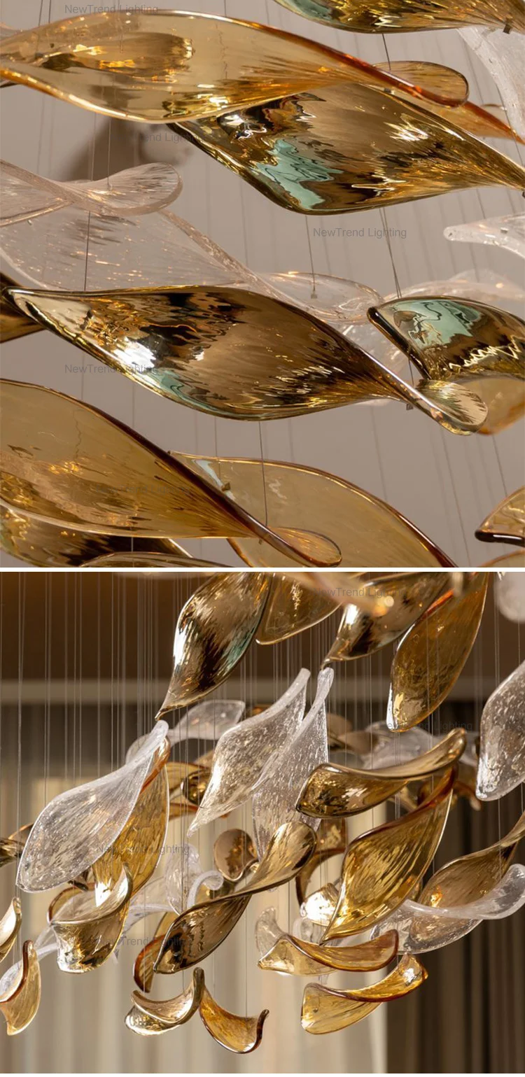 CPL-63 Custom Indoor Decoration Hotel Lobby Banquet Hall Large Glass Led Chandelier Pendant Light details