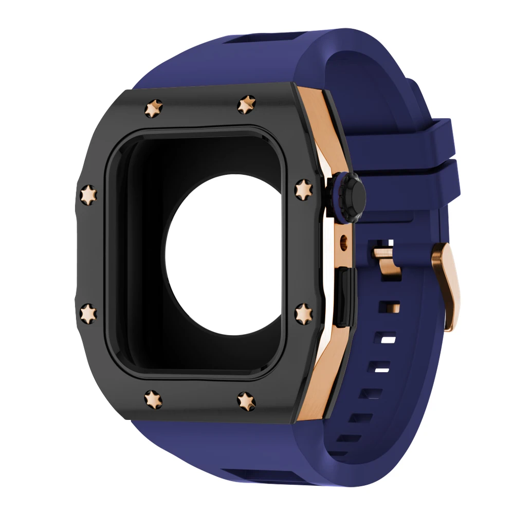 Latest Metal Case Rubber Yellow Band Modification Kit Bezel Set For Apple Watch 44mm 45mm Iwatch Series 7 6 5 4 Se - Buy Apple Watch Case,Apple Watch Series 7 41mm Metal Case,Apple Watch Case 44m