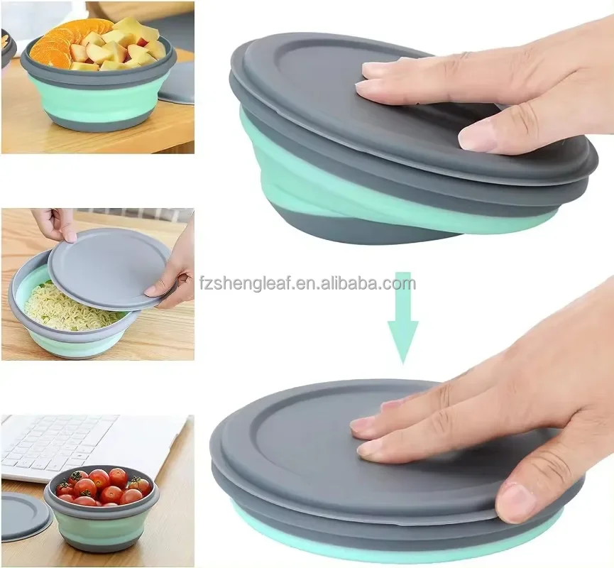 product silicone lunch box for kids leakproof insulated baby food container portable bento box for school office round food storage set-0