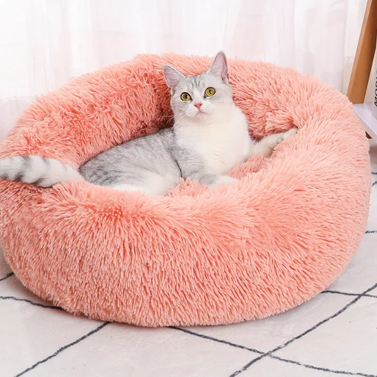 HUAYI 2024  manufacturer soft luxury  pet cushion round cat dog bed