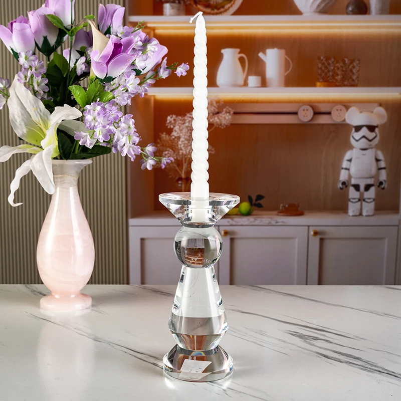 product small bridge cyrstal wedding center decoration glass candle holder high quality christmas crystal candle holder-5