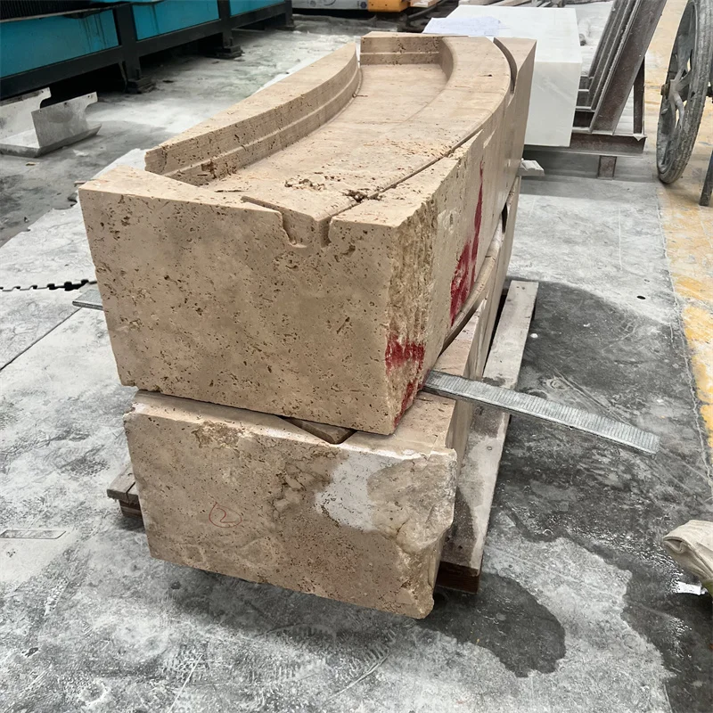 product contemporary wabi sabi style round natural travertine marble coffee and tea table for living room-5