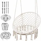 Chair Hammock Chair Outdoor Indoor Patio Round Handmade Cotton Rope Hanging Seat Macrame Swing Patio Swing Hammock Chair