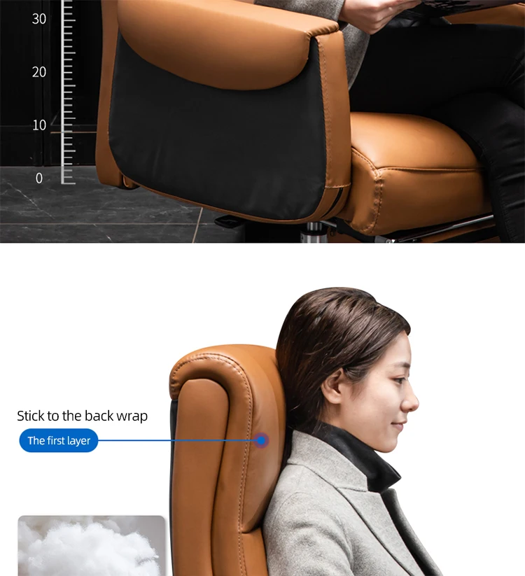 HRZ- Big and Tall Executive Office Chair with Wood Accents Adjustable High Back Ergonomic Lumbar Support, Bonded Leather