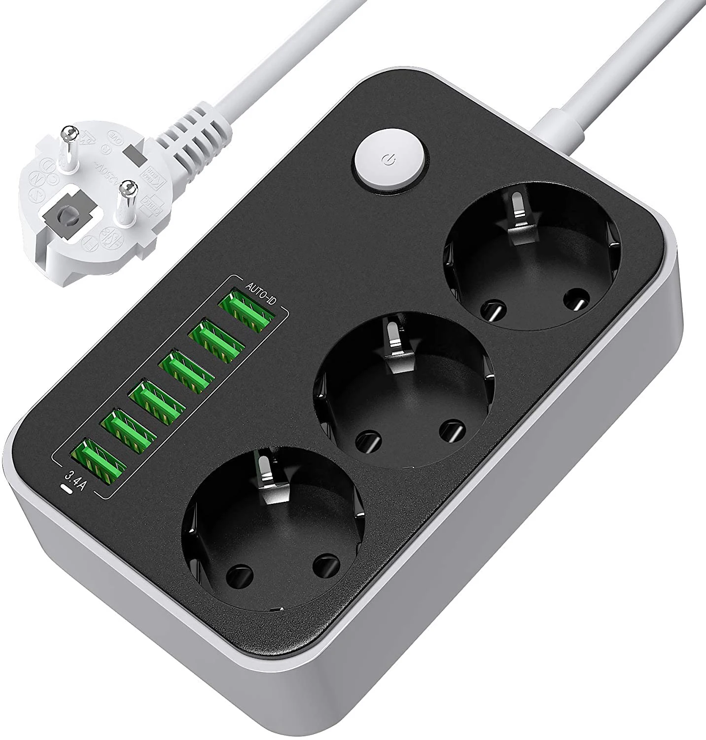 UK Power Strips with USB ports 3 Way Outlets 6 USB Ports Power Socket/Smart USB Charger Power UK Socket