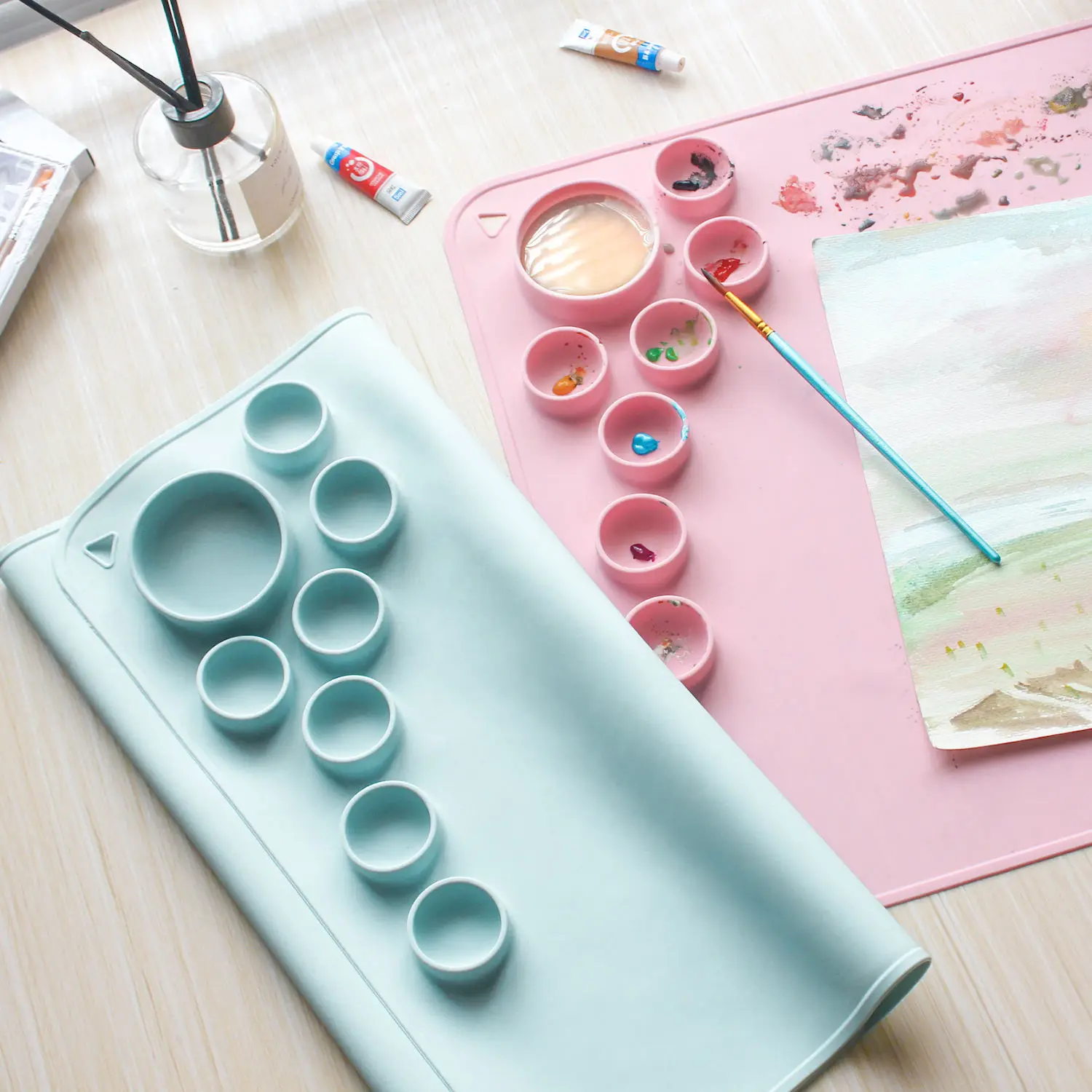 CHUJU Silicone Painting Pad Oil Painting Pad Art Palette Washable Easy Clean Silicone Drawing Craft Mat Reusable Children mat
