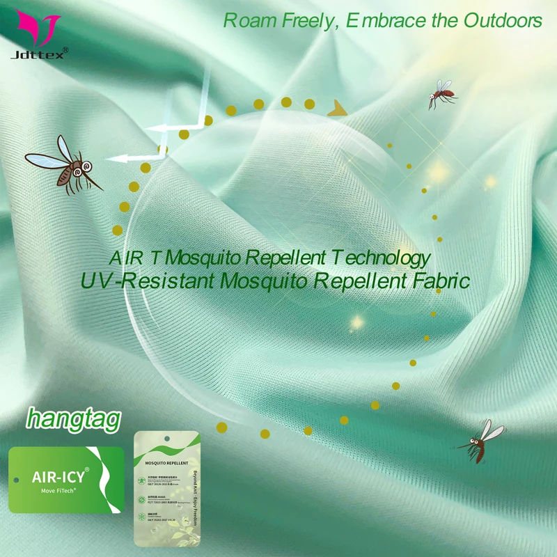 Mosquito-repellent Nylon Spandex Anti UV Cool Feel 4 Way Stretch Knitted Soft Breathable Sportswear Functional Fabric factory