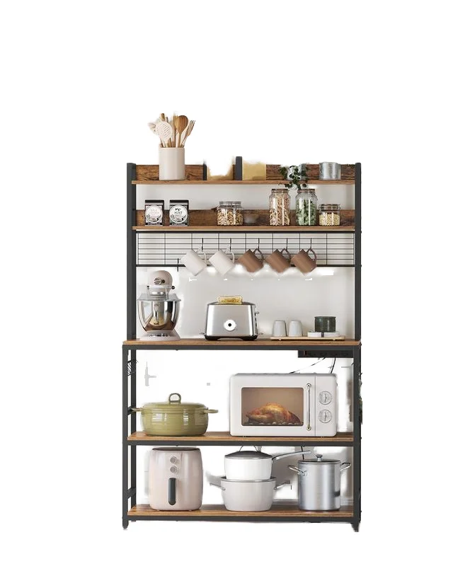 Custom Multifunctional Kitchen Storage Rack Functional Standing Type Household Storage Microwave Oven Living Room Design