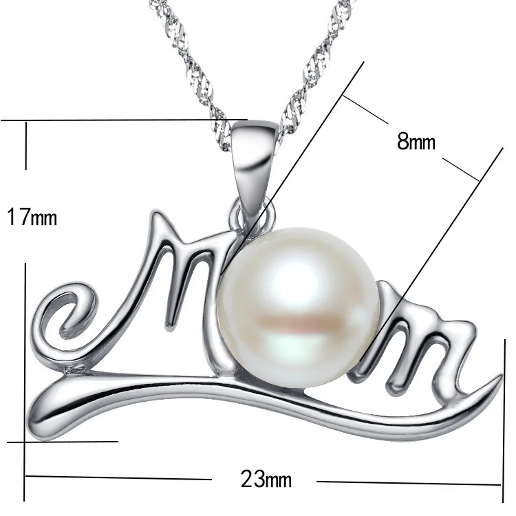Amazon hot mother day gift ideas mom pendant necklace pearl silver mama necklaces for women