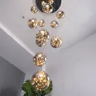 Contemporary Nordic Hotel Lobby Decoration Staircase Blown Glass Bubble Led Chandelier For Villa