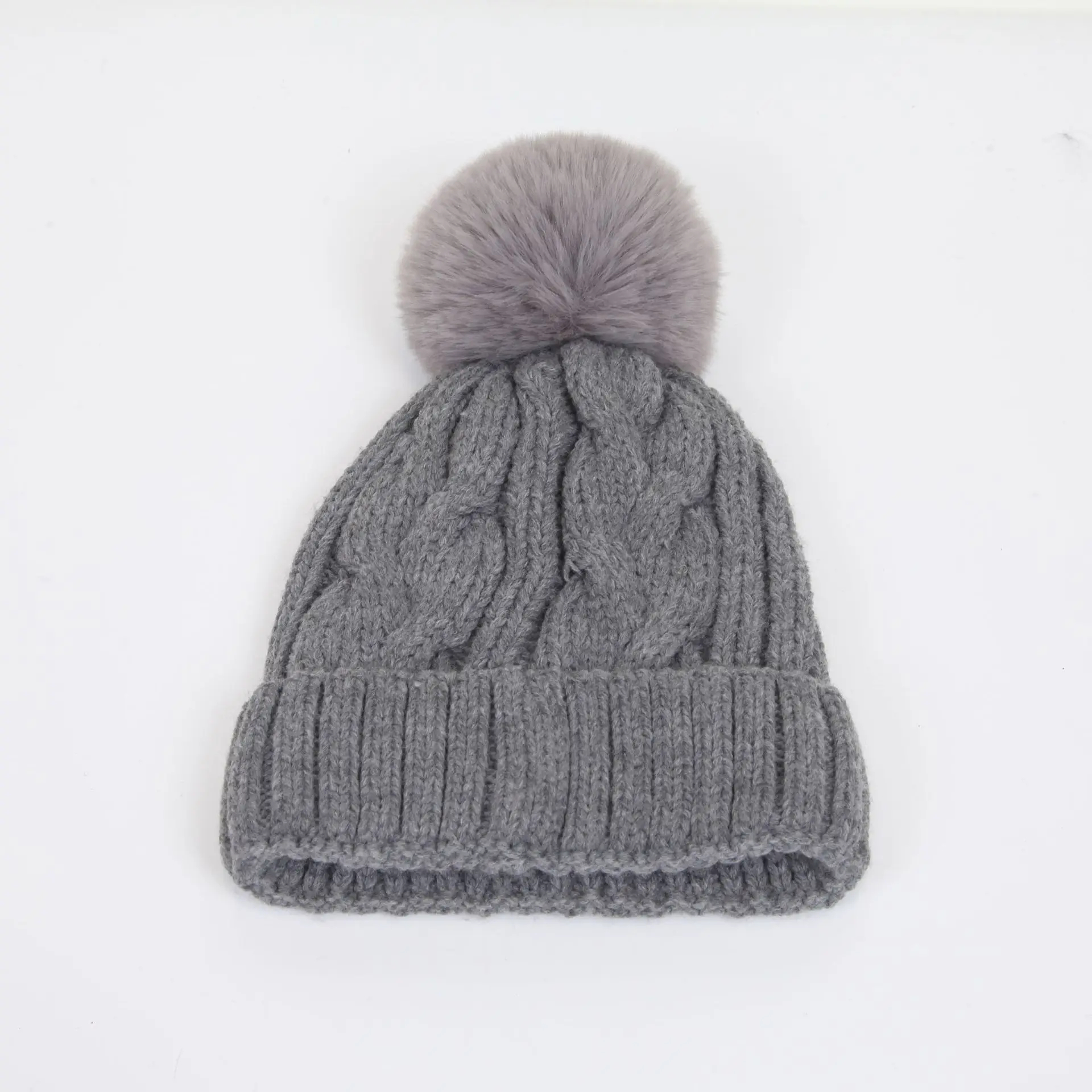 Custom 100 Acrylic Knit Beanies With Pom Wholesale Winter Hats With