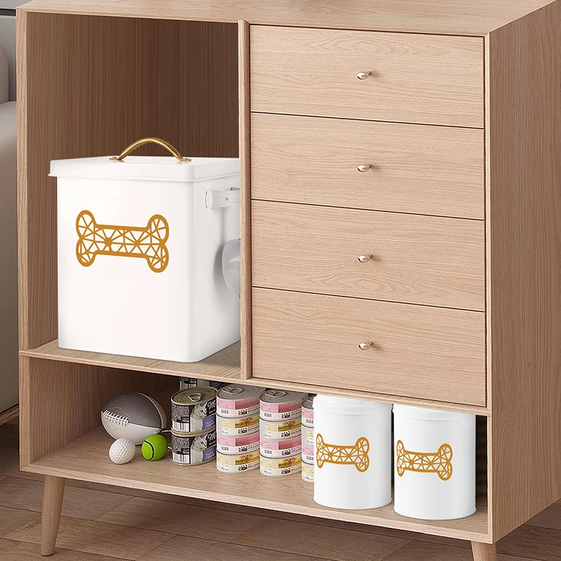 Factory Direct Sale Set of Three Food Storage Tin Dog Treat Jar with Lid for Pet